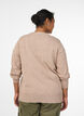 Cardigan with round neck and fabric-covered buttons, Beige, Model image number 2