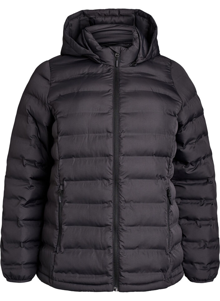 Water-repellent lightweight jacket with hood, Black, Packshot image number 0