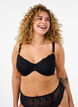 Full cover bra in mesh with embroidered pattern, Black, Model image number 0