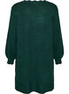Short knitted dress with wavy hem and slits, Green, Packshot image number 1