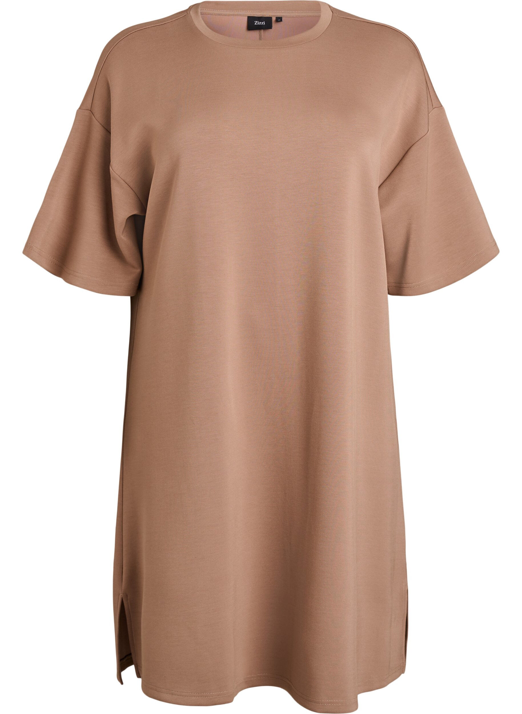 T-shirt dress in jersey with side slits