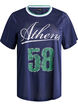 Sporty t-shirt in mesh with front print, Blue, Packshot image number 0