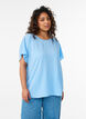 Blouse with short sleeves and a round neckline, Blue, Model image number 0