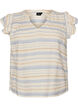 Sleeveless blouse with ruffles and patterned stripes, Vanilla, Packshot image number 0