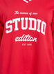 Sweatshirt with V-neck and text print, Red, Packshot image number 2