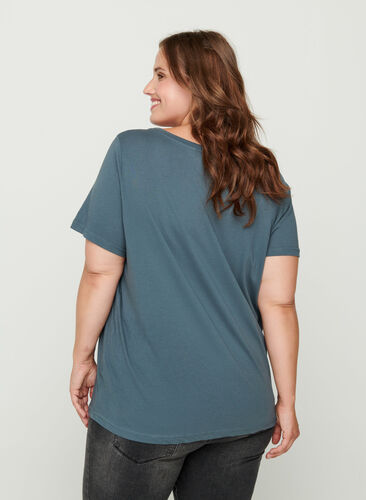 Short-sleeved t-shirt with print, Dark Slate w. Wish, Model image number 1