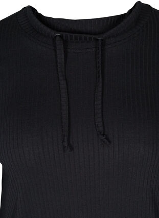 Long-sleeved blouse with a high neck and drawstring, Black, Packshot image number 2