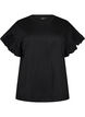 Organic cotton T-shirt with ruffle sleeves, Black, Packshot image number 0