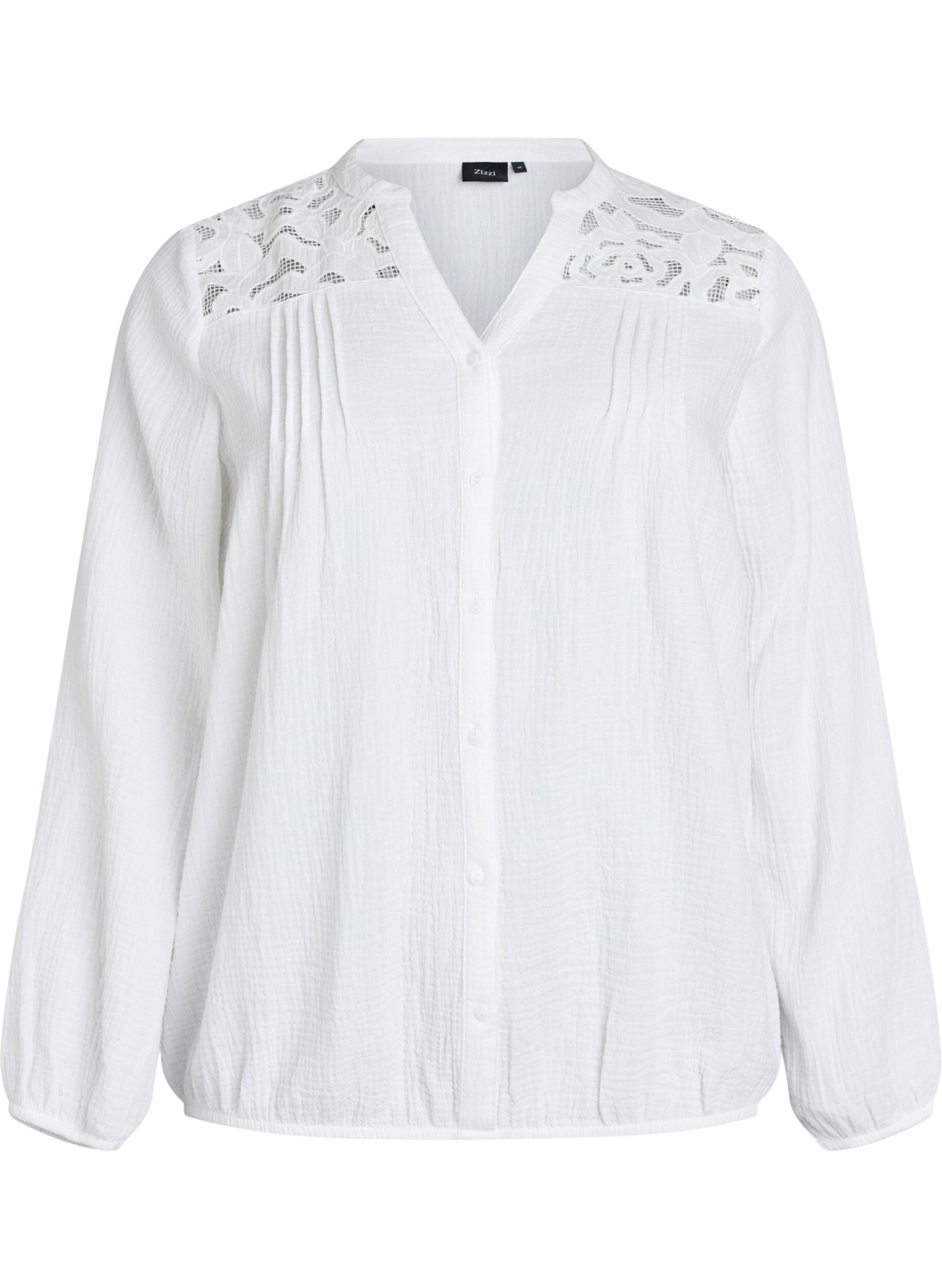 Cotton muslin blouse with embroidered details