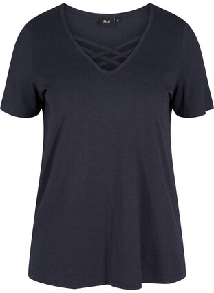Short sleeve t-shirt with v-neckline, Night Sky, Packshot image number 0