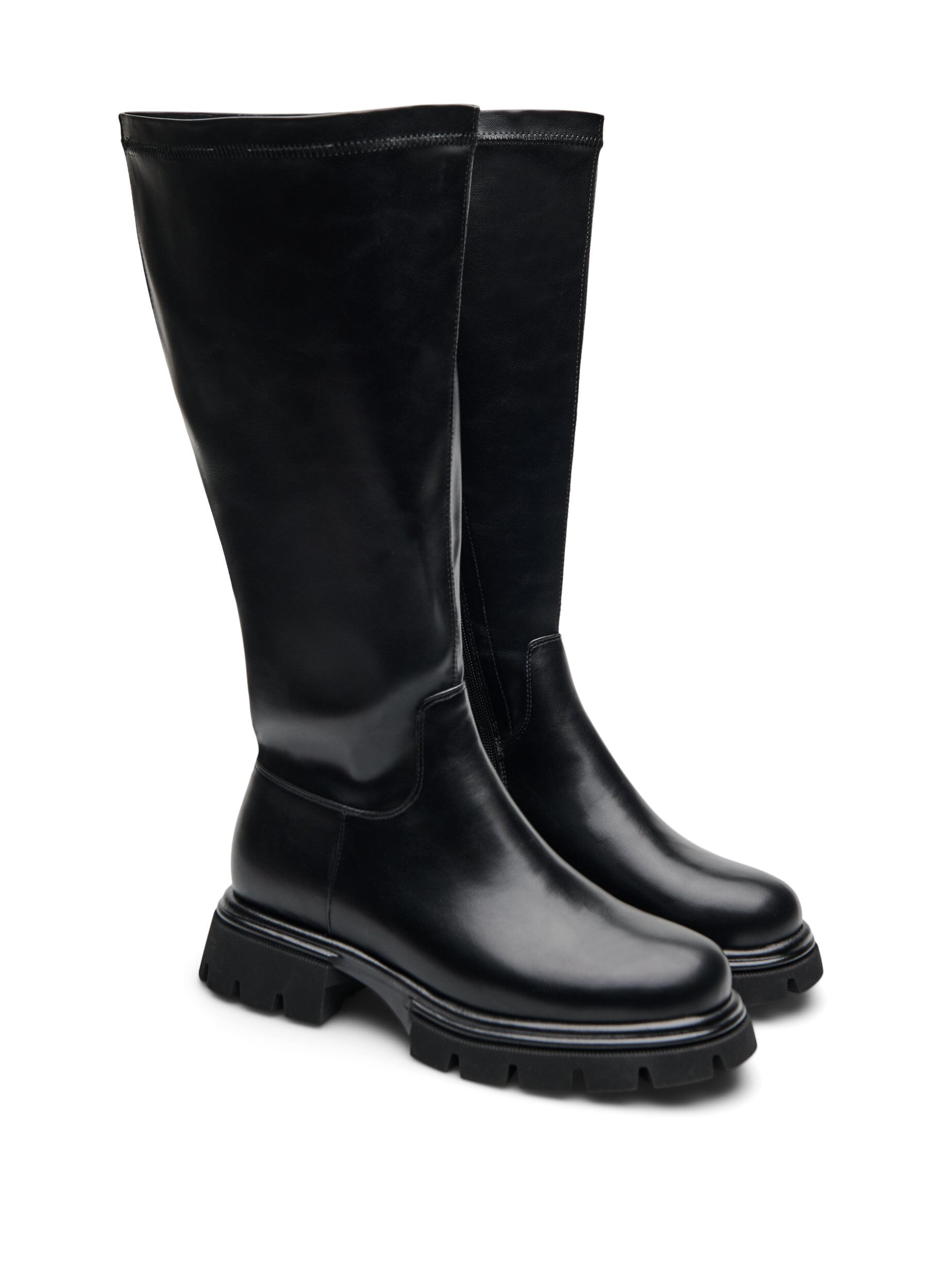 ZizzifashionLong boot in faux leather with a chunky sole, Black, Packshot image number 1