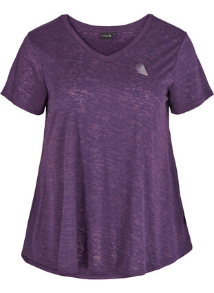 Patterned sports t-shirt with A-line shape, Plum Perfect1801, Packshot image number 0