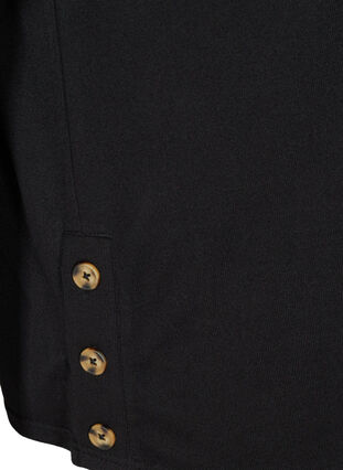 Blouse with 3/4 length sleeves and buttons, Black, Packshot image number 3