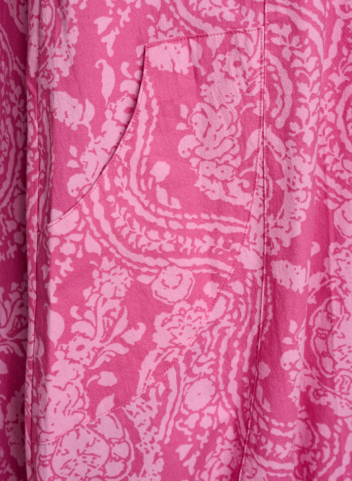 Short-sleeved cotton dress with print, Pink, Packshot image number 3