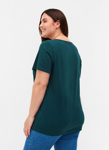 Short-sleeved T-shirt with V-neck and mesh, Ponderosa Pine, Model image number 1
