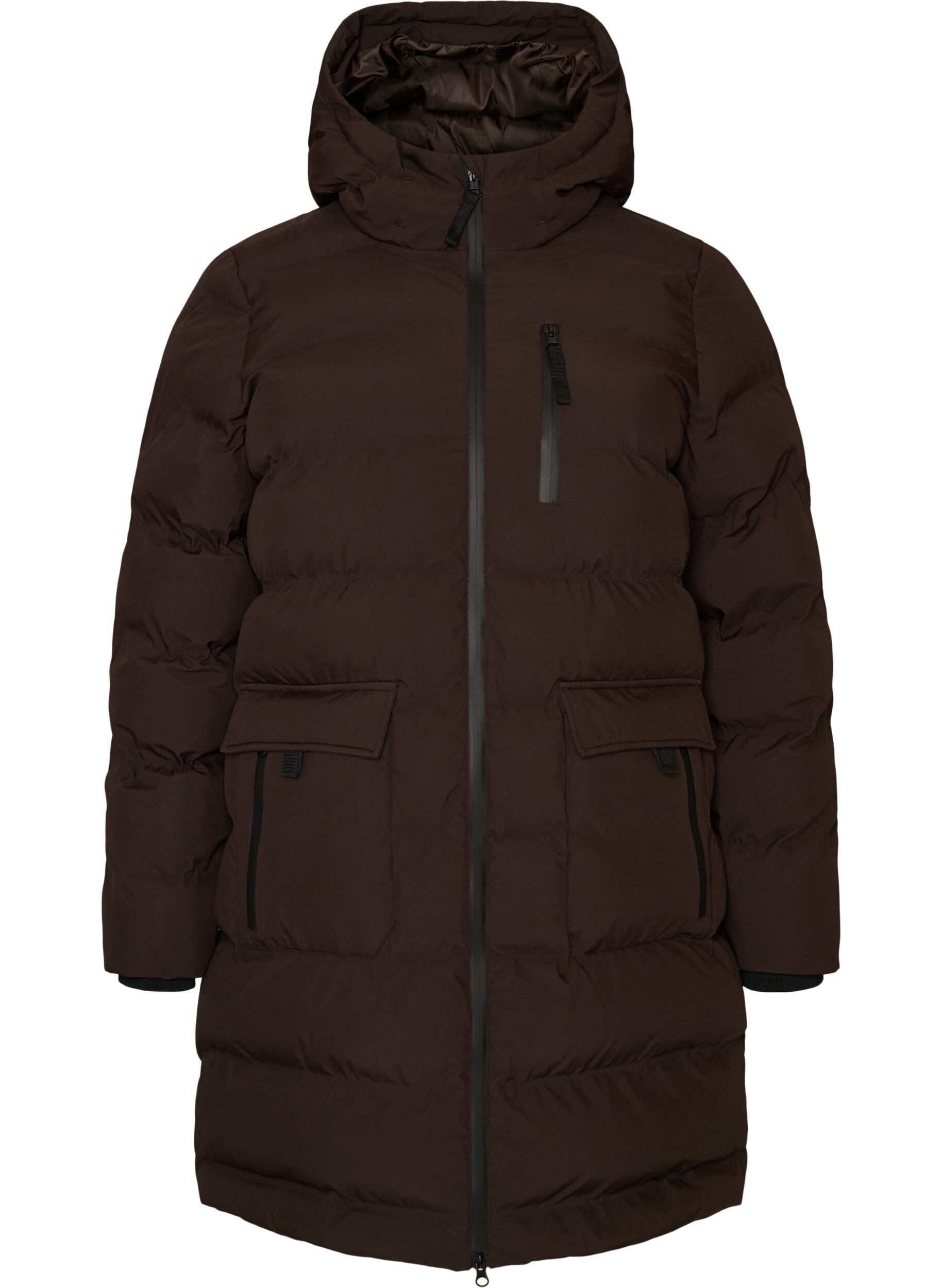 ZizzifashionPuffer coat with hood and pockets, Brown, Packshot image number 0