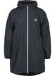 Hooded rain jacket with reflective piping, Black, Packshot image number 0