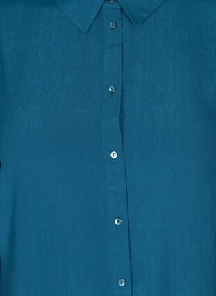 Long-sleeved viscose shirt with ruffle details, Reflecting Pond, Packshot image number 2