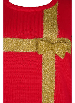 Christmas Jumper in lurex, Red W/gold lurex, Packshot image number 2