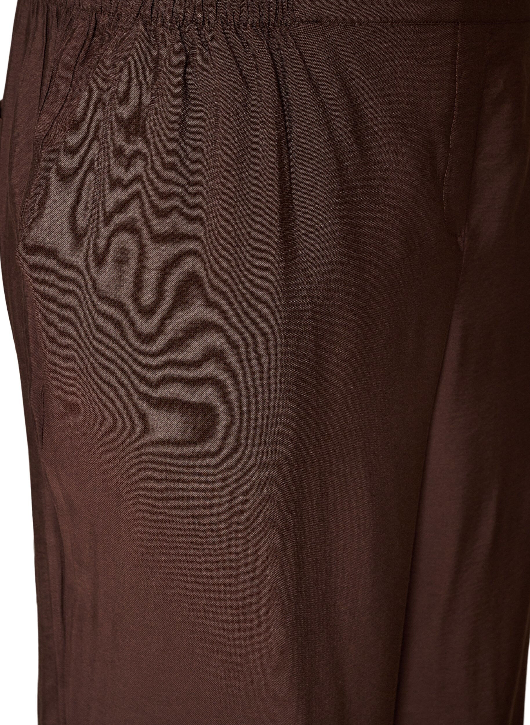 Zizzifashion Viscose trousers with an elasticated waist and straight legs, Brown, Packshot image number 2