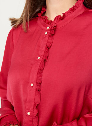 Long-sleeved shirt with ruffles, Cerise, Model image number 2