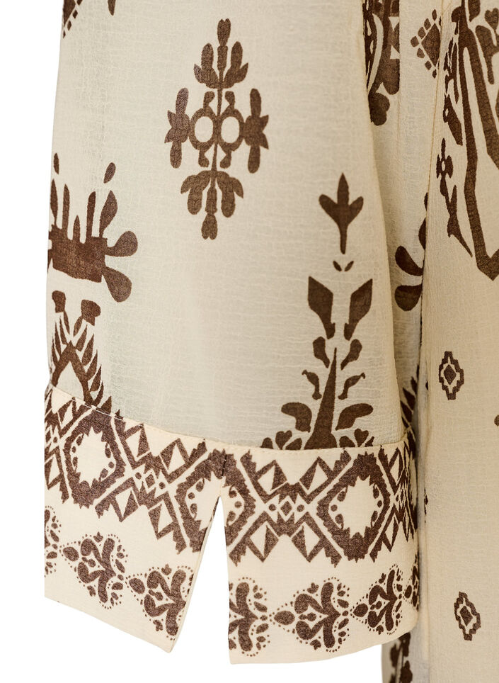 Dress with ornament print and ruffle collar, Beige, Packshot image number 3