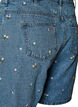 Denim shorts with embroidered flowers, Light Blue, Packshot image number 3
