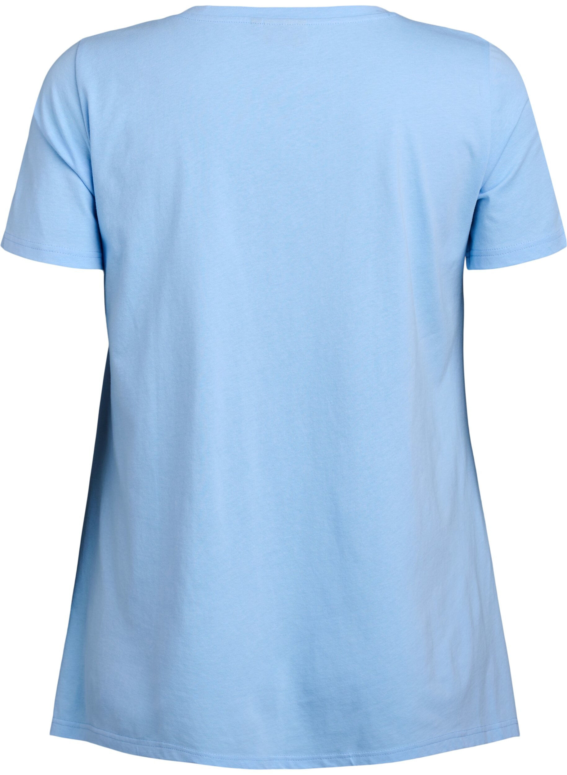 Zizzifashion T-shirt with a round neck and A-line shape, Blue, Packshot image number 1