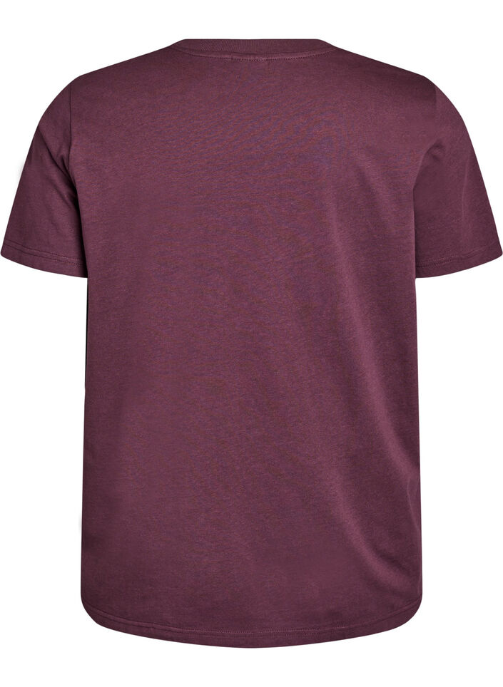Basic cotton T-shirt with round neck, Dark Bordeaux, Packshot image number 1