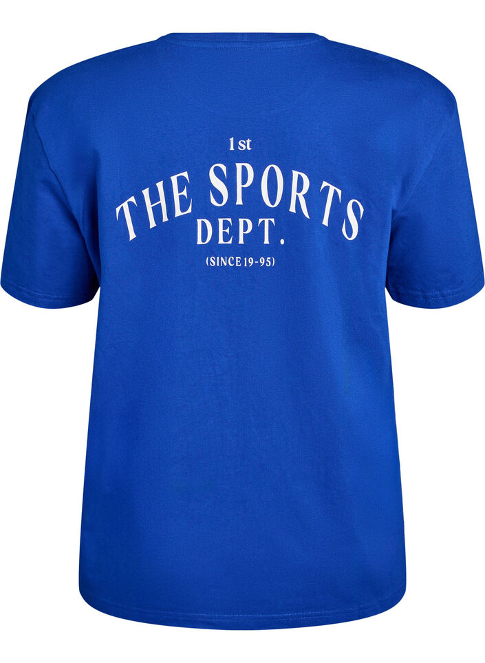 Sporty T-shirt in organic cotton, Blue, Packshot image number 1