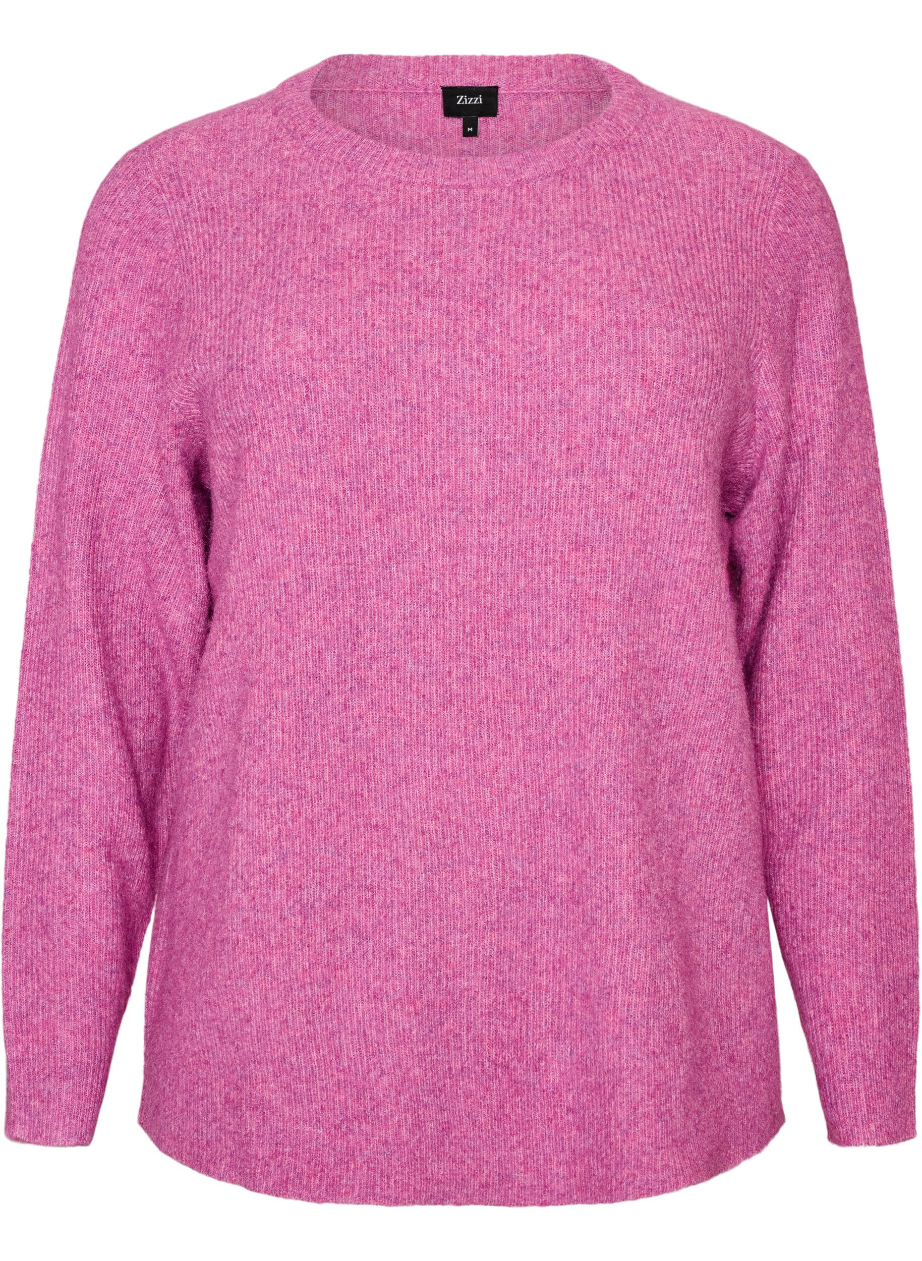 ZizzifashionMelange knit blouse with round neck, Purple, Packshot image number 0