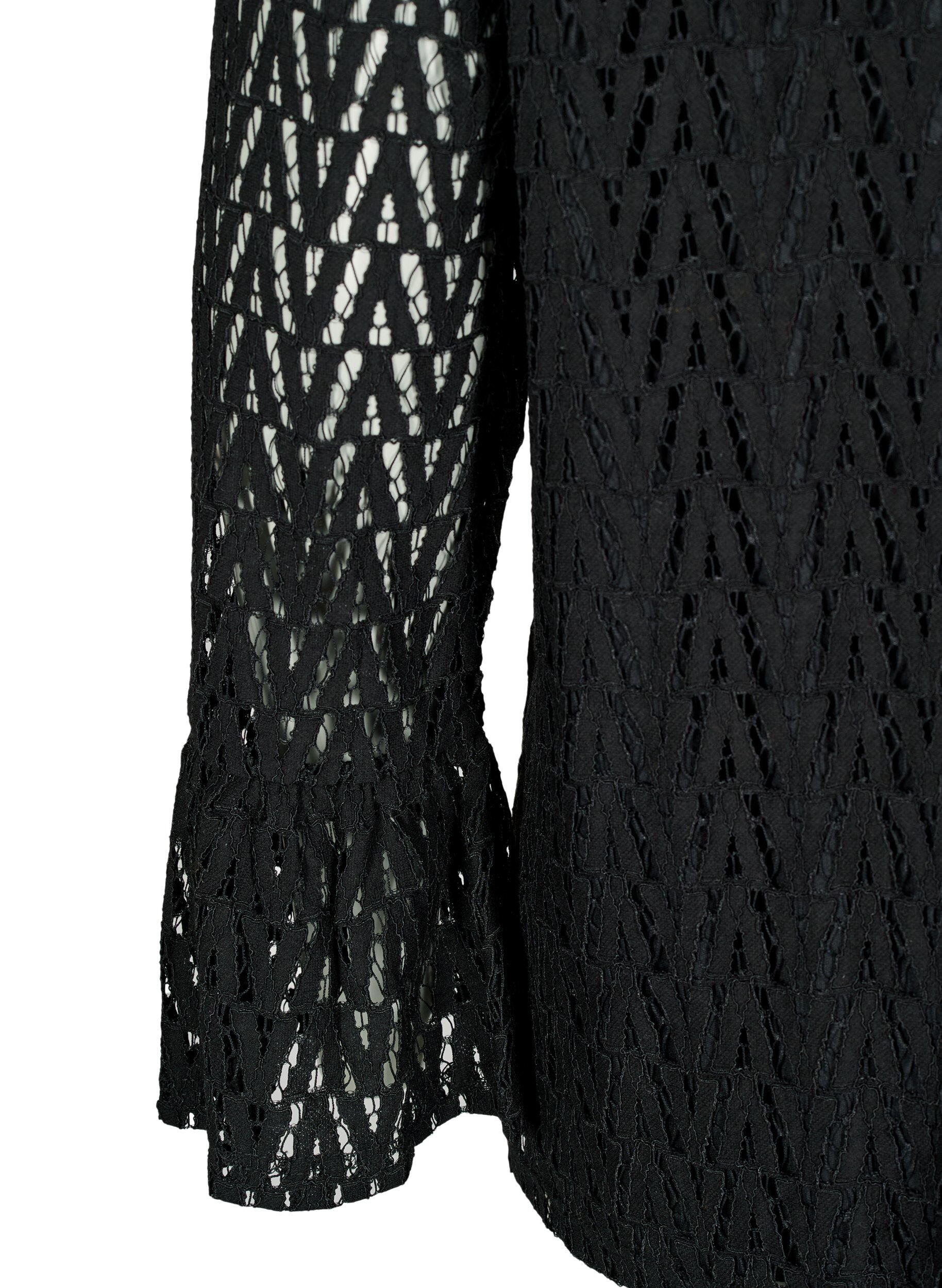 Zizzifashion Lace blouse with ruffled sleeves, Black, Packshot image number 3