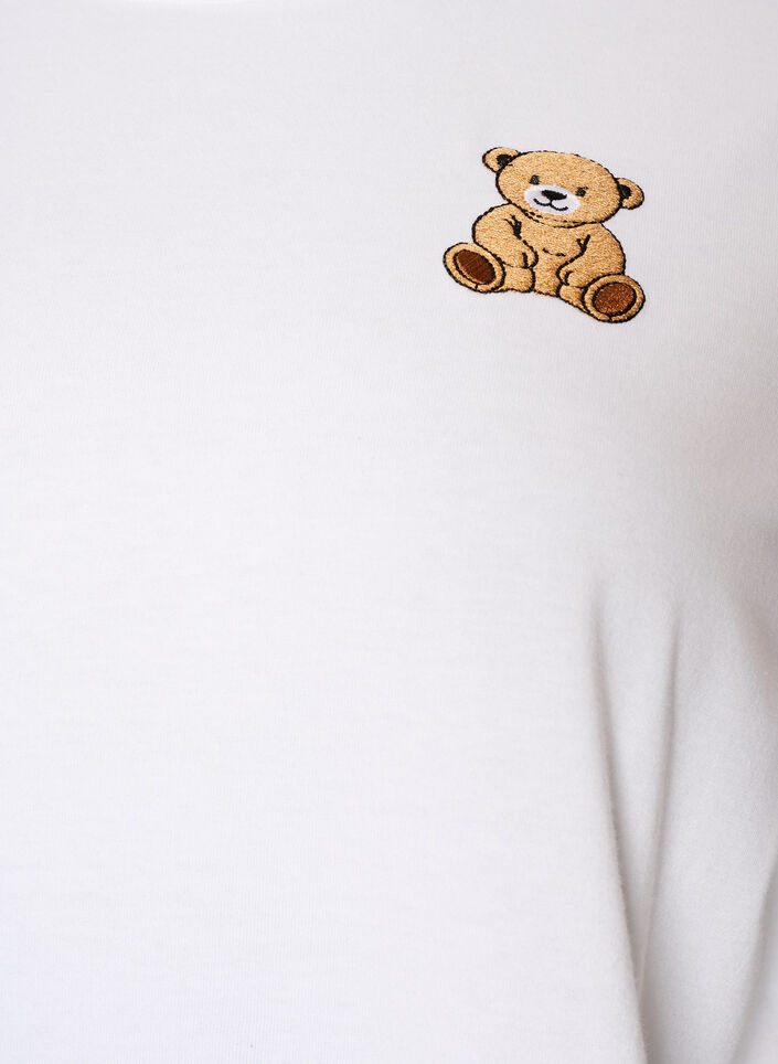 Organic cotton T-shirt with teddy bear motif, White, Packshot image number 2