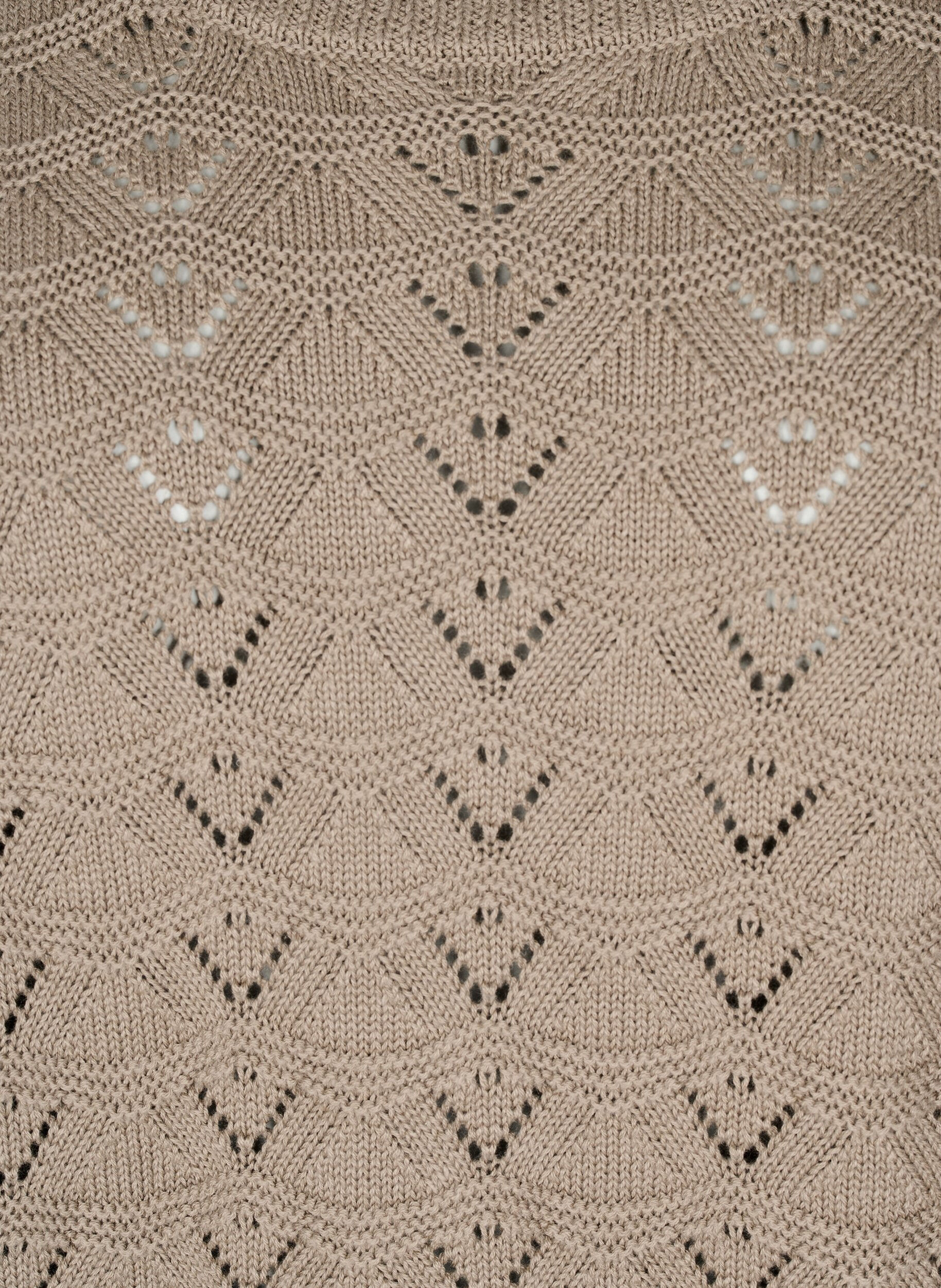 Zizzifashion Long-sleeved knit blouse with an openwork pattern, Desert Taupe, Packshot image number 2