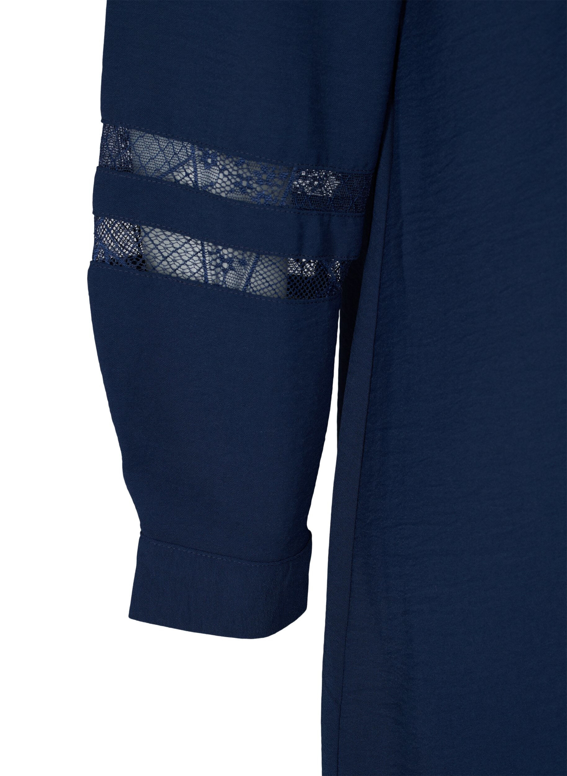 Zizzifashion Long shirt with lace details, Navy Blazer, Packshot image number 3