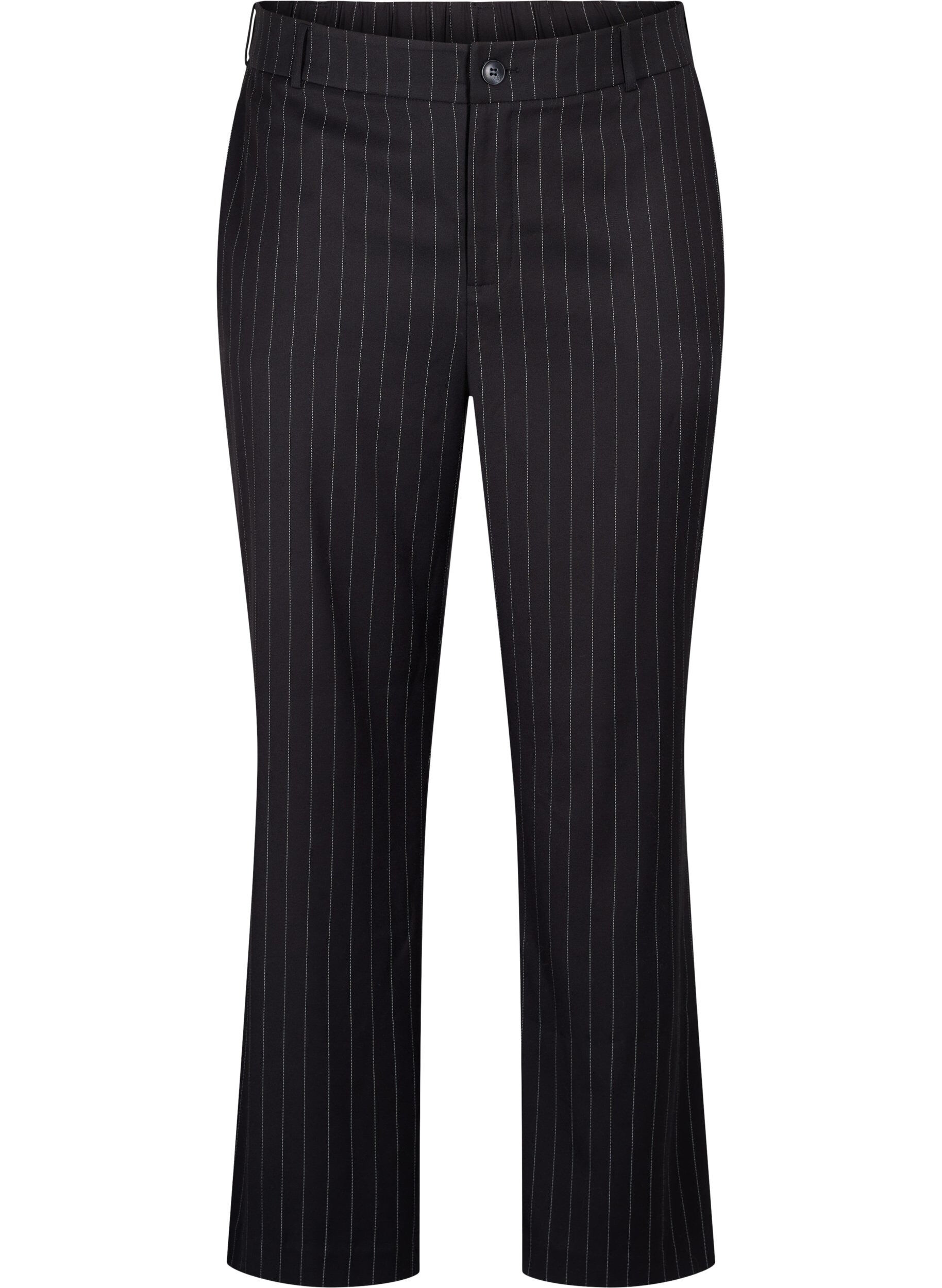 Zizzifashion Trousers with pinstripes, Black W. Pinstripe, Packshot image number 0