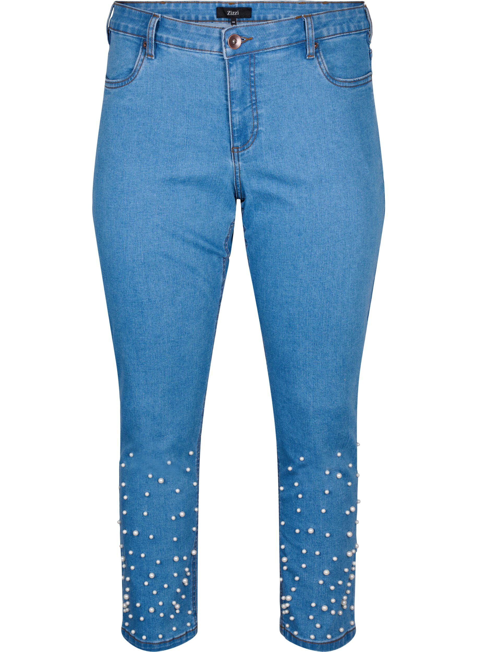 Zizzifashion Slim fit Emily jeans with pearls, Light Blue, Packshot image number 0
