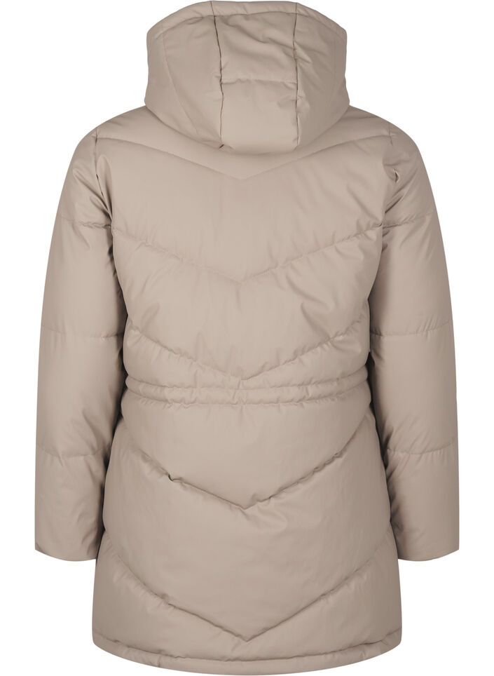 Water-repellent puffer jacket with hood, Beige, Packshot image number 1