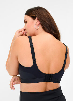 Sports bra with adjustable straps, Black, Model image number 1