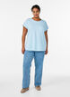 Short-sleeved cotton blend t-shirt, Light Blue, Model image number 1