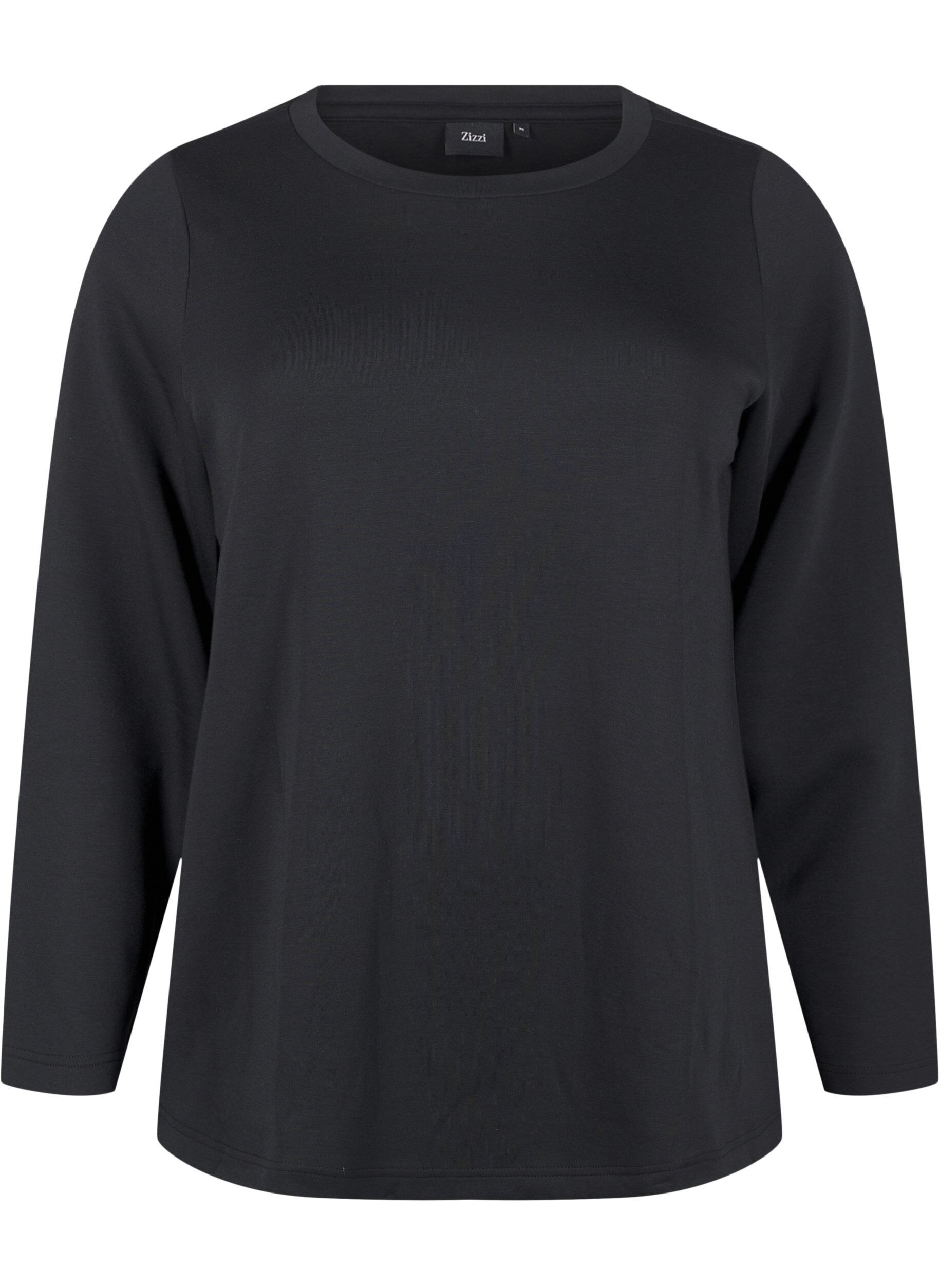 Zizzifashion Modal blend blouse with a round neck, Black, Packshot image number 0