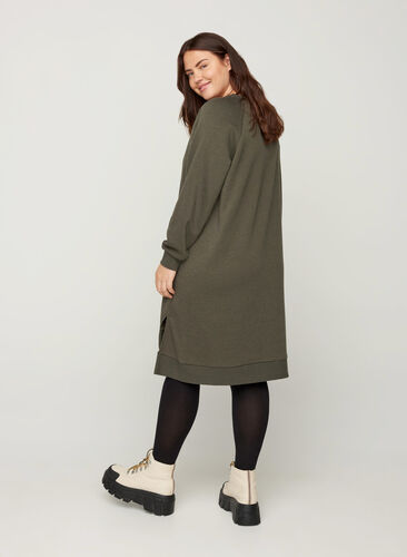 Sweater dress with pockets and slits, Ivy Green Mel., Model image number 1