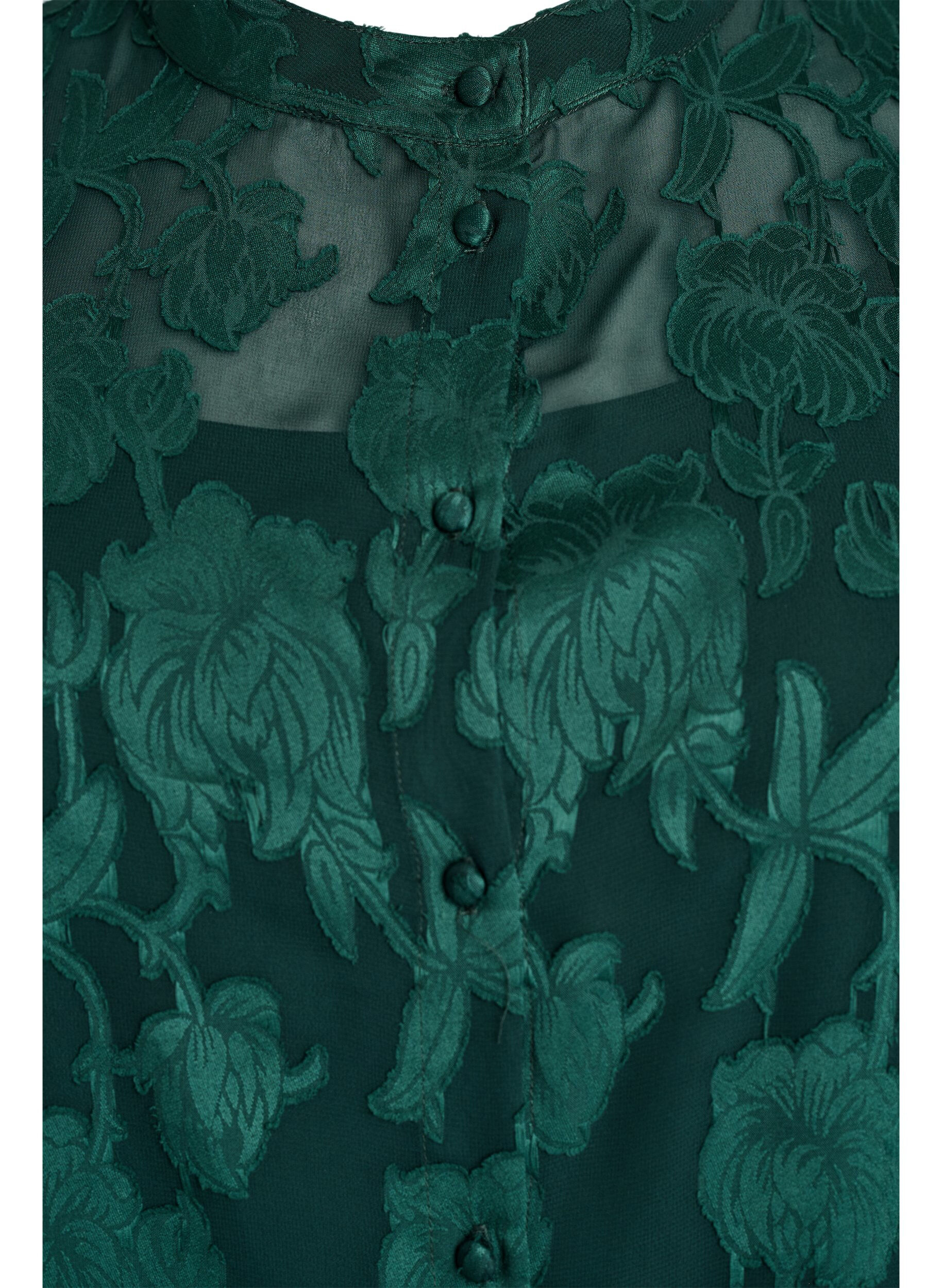 Zizzifashion Blouse with buttons and floral pattern, Green, Packshot image number 2