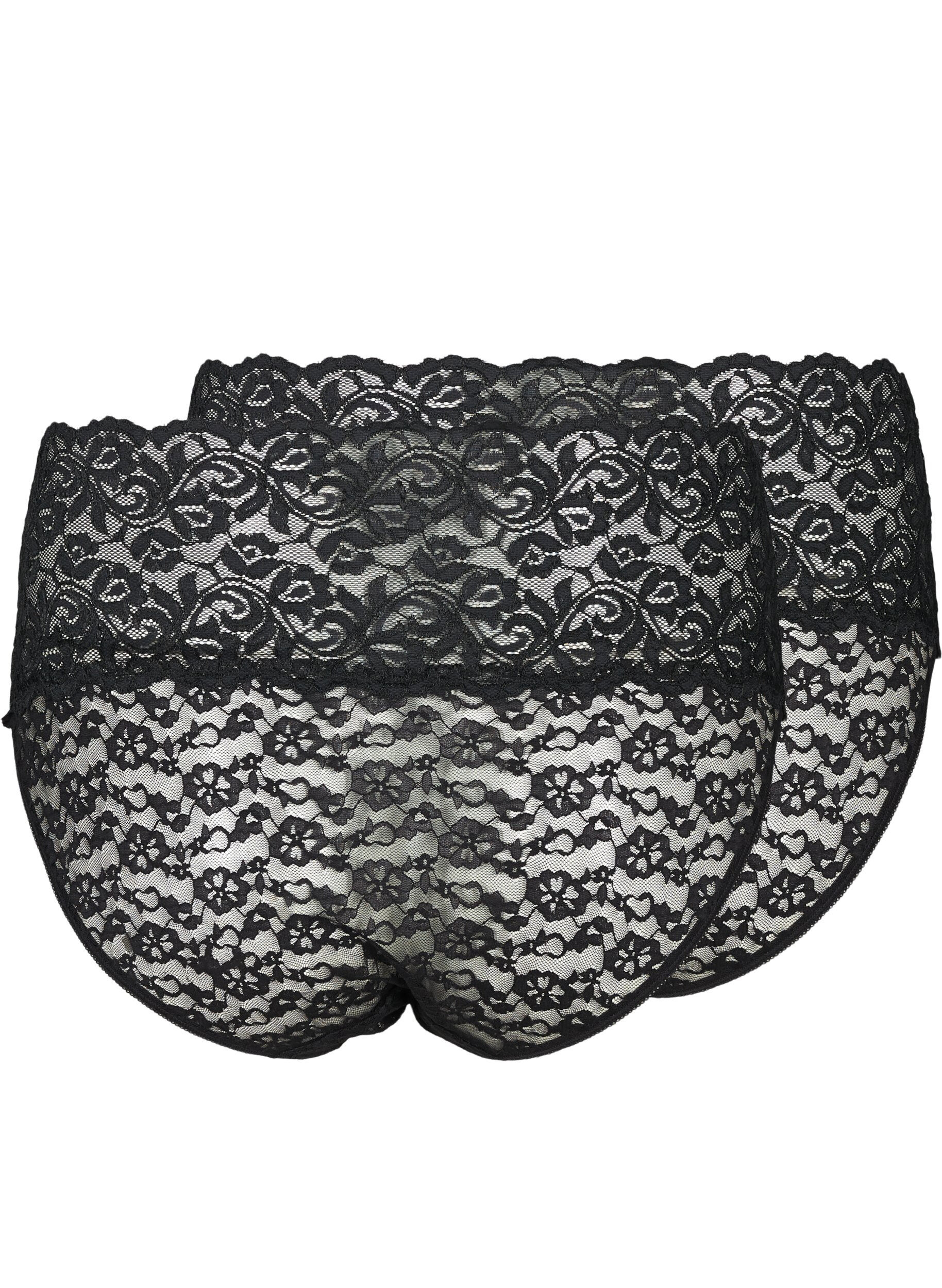 Zizzifashion Lace briefs 2-pack, Black, Packshot image number 1
