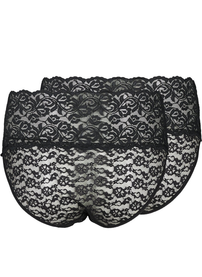 Lace briefs 2-pack, Black, Packshot image number 1