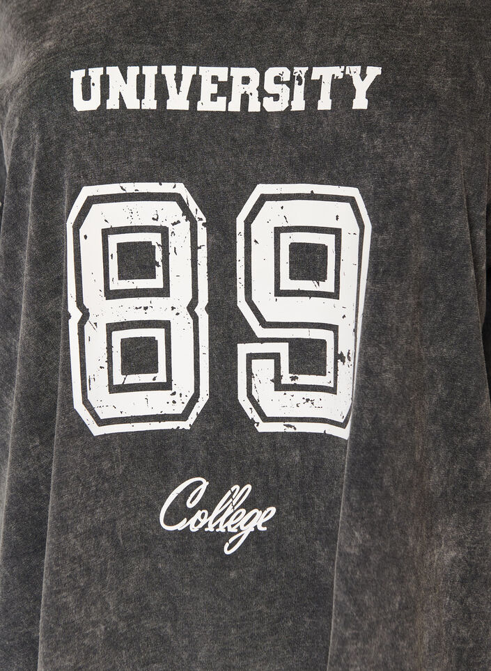 Oversized T-shirt in organic cotton with a college print, Black, Packshot image number 2
