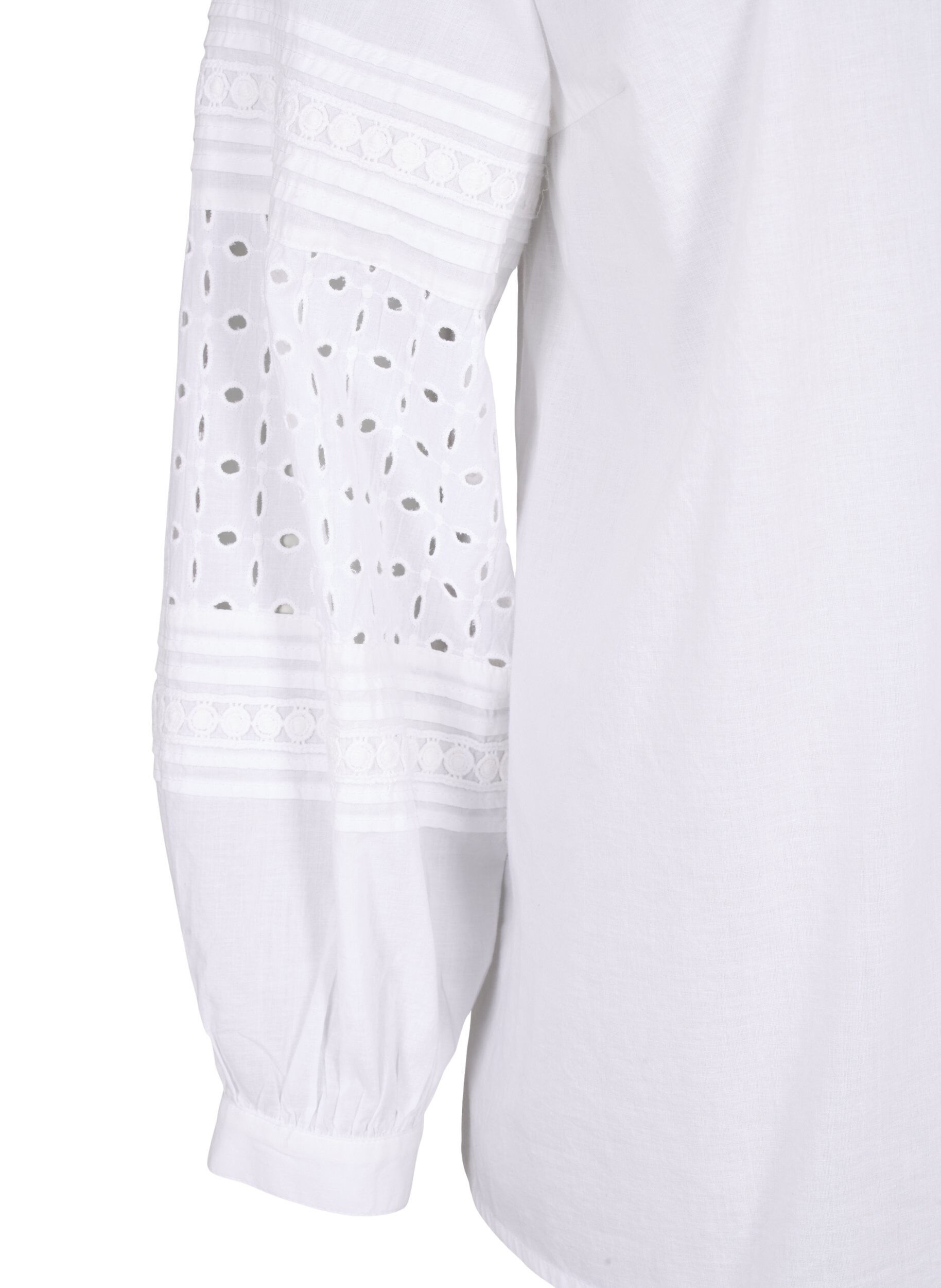 Zizzifashion Long sleeve blouse with decorative details, Bright White, Packshot image number 3