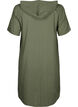 Cotton blend hooded dress with linen, Deep Lichen Green, Packshot image number 1
