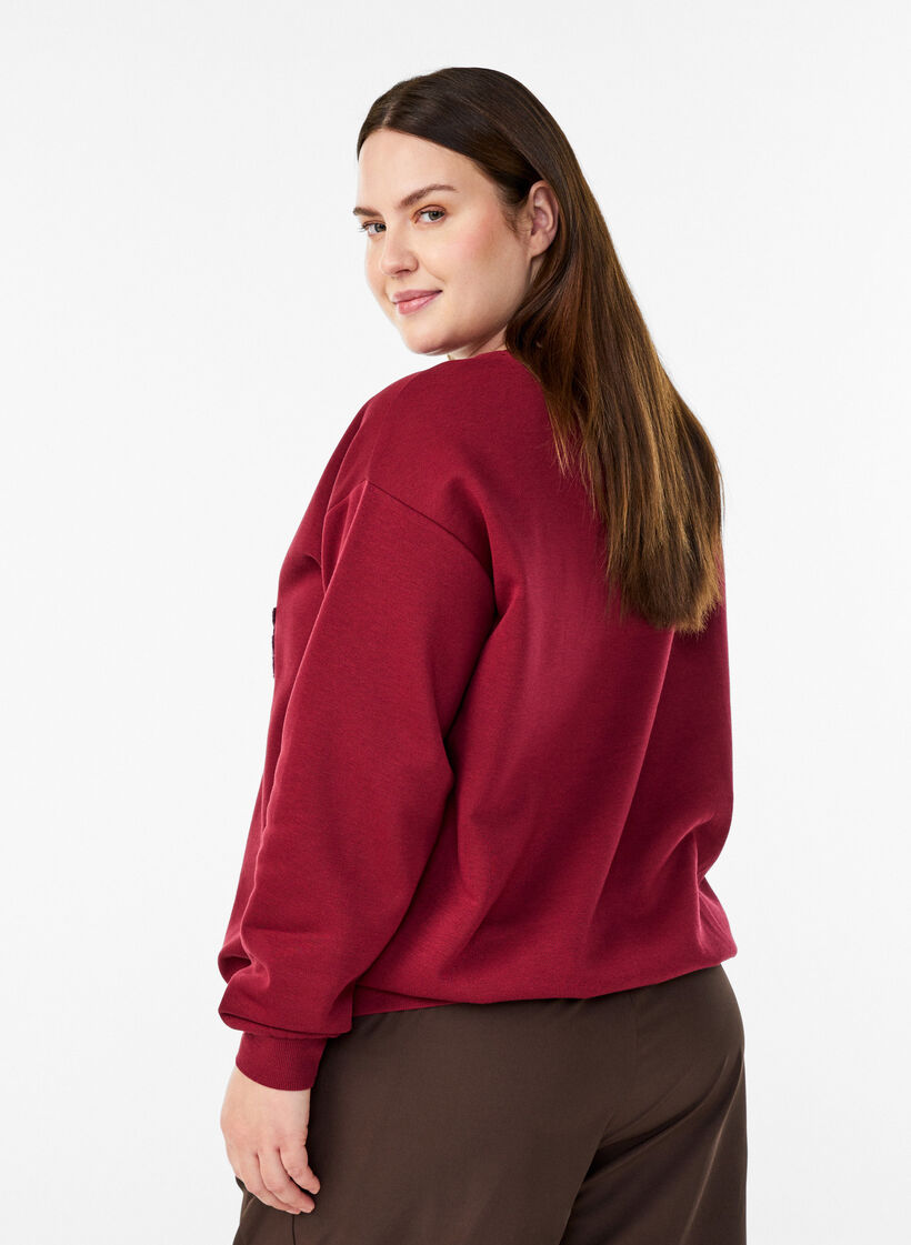 Sweatshirt with terry text, Dark Bordeaux, Model image number 2