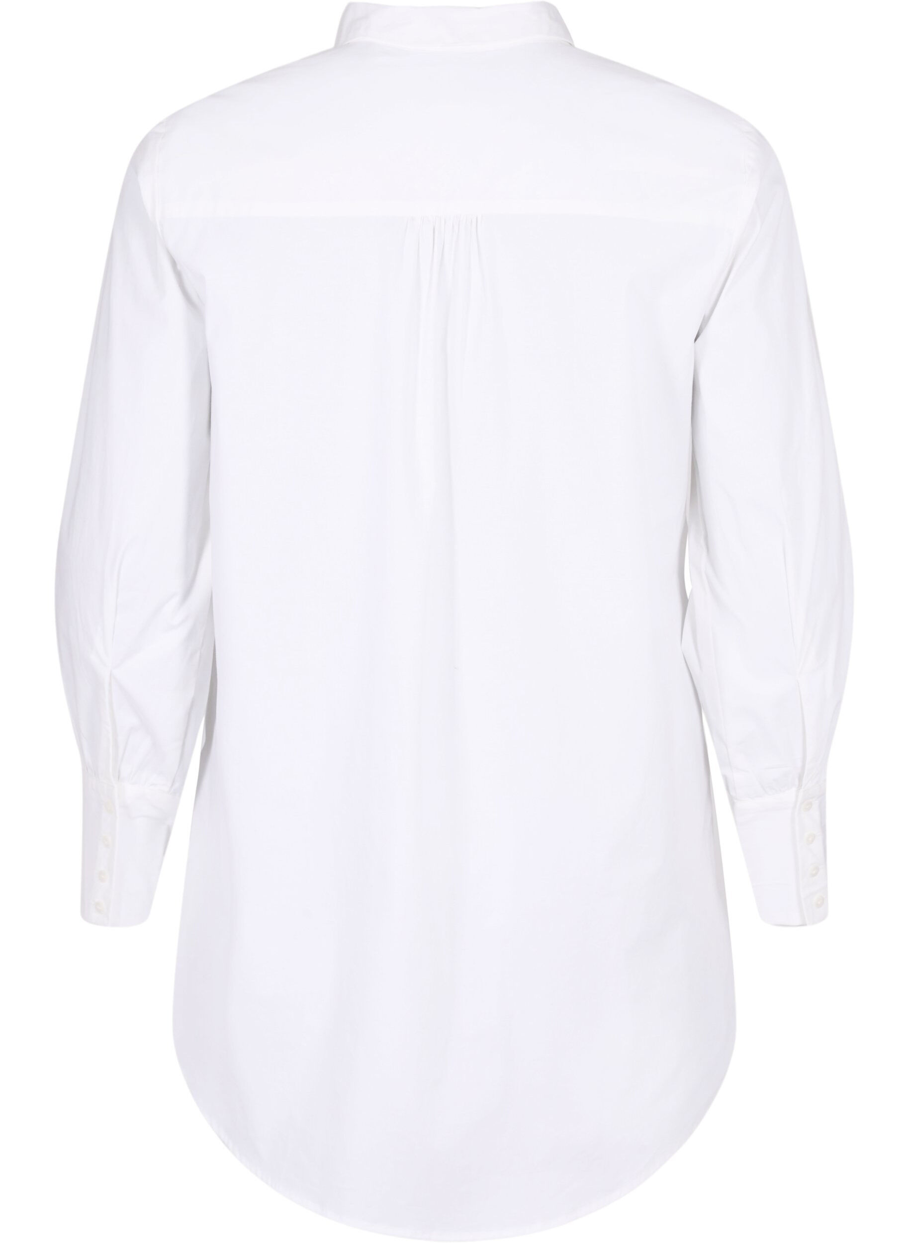 Zizzifashion Long cotton shirt, Bright White, Packshot image number 1